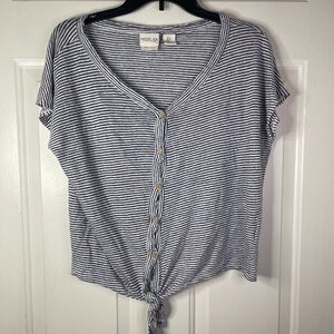 Rachel Zoe Tie-Front Top Navy &‎ white stripes.  Size Small